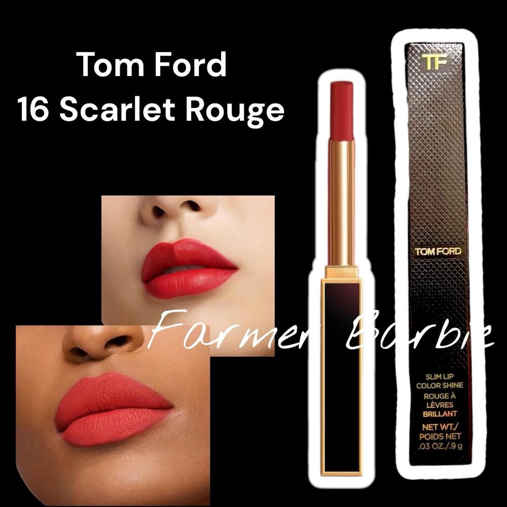 Tom Ford Slim Lip Color Shine Lipstick 16 Scarlet Rouge 0.03 oz/.9g NIB